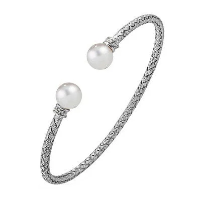 men’s engraved stainless steel bracelet Sterling/Rhodium Finish Fresh Water Pearl Cuff Bracelet Size 7.5