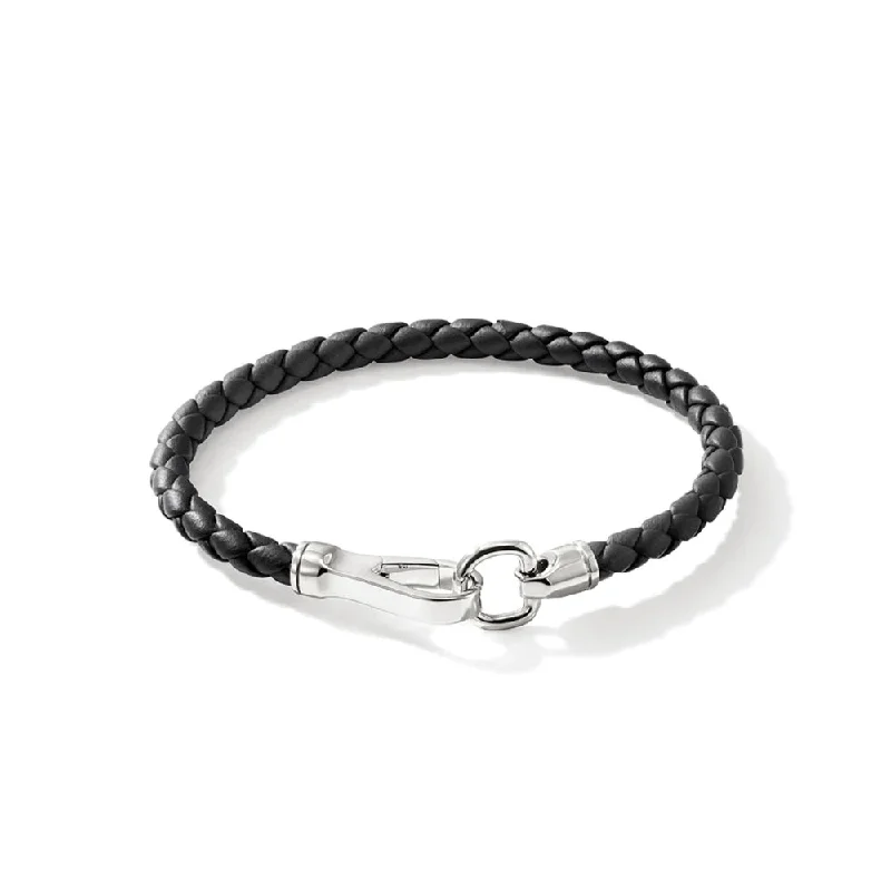 gold choker necklace simple Sterling Silver Black Leather 8 inch Bracelet