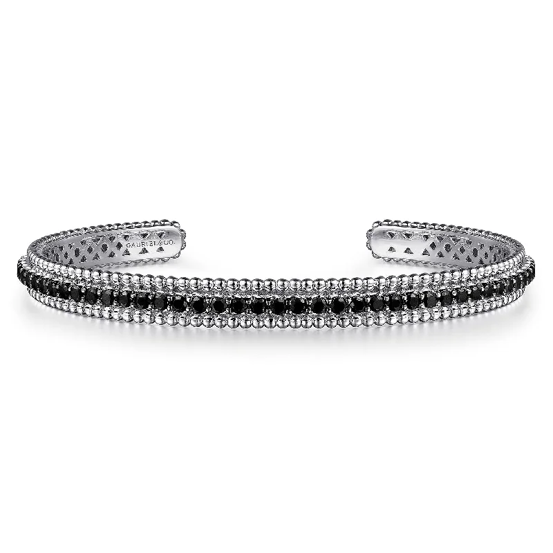 minimalist disc pendant necklace Sterling Silver Black Spinel Cuff Bracelet Size 6.25
