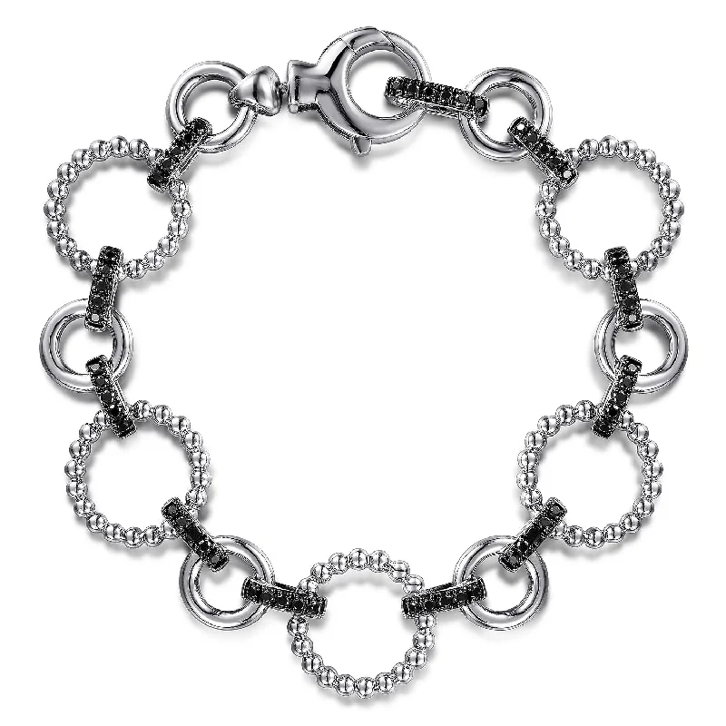 minimalist wedding band set Sterling Silver Black Spinel LinkTennis Bracelet Size 7.5 minimalist wedding band set Sterling Silver Black Spinel LinkTennis Bracelet Size 7.5