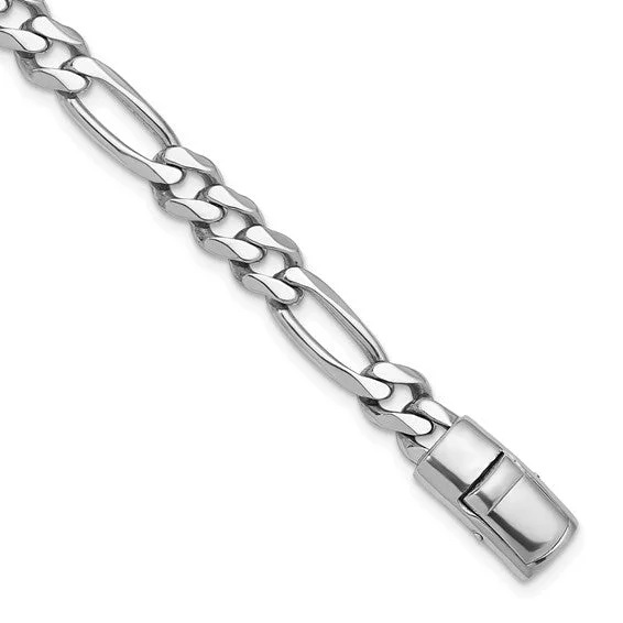 personalized initial ring stackable Sterling Silver Figaro Bracelet Size 8