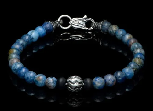 silver lotus flower earrings Sterling Silver "BROOKINGS" Dumortierite 8.5 inch Bracelet