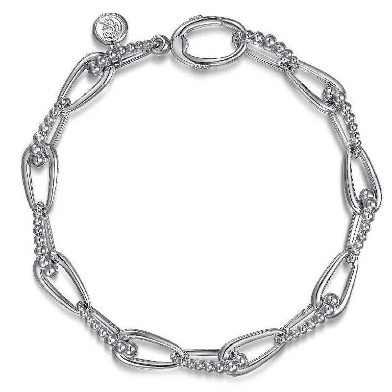 classic pearl bridal earrings Sterling Silver Link Chain Bracelet Size 7.5