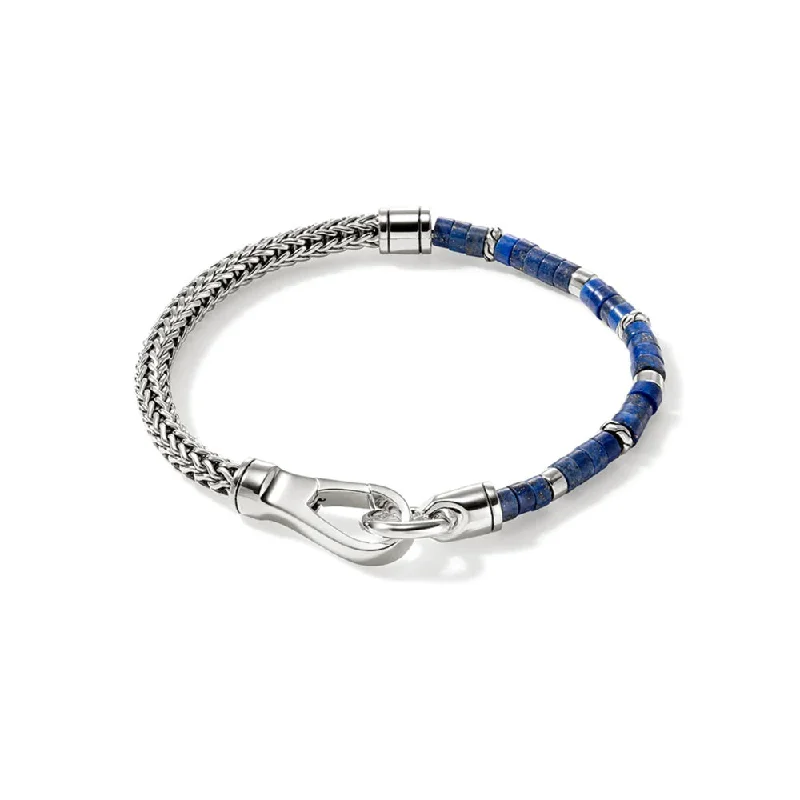 snake chain bracelet gold Sterling Silver White and Lapis Lazuli Bracelet
