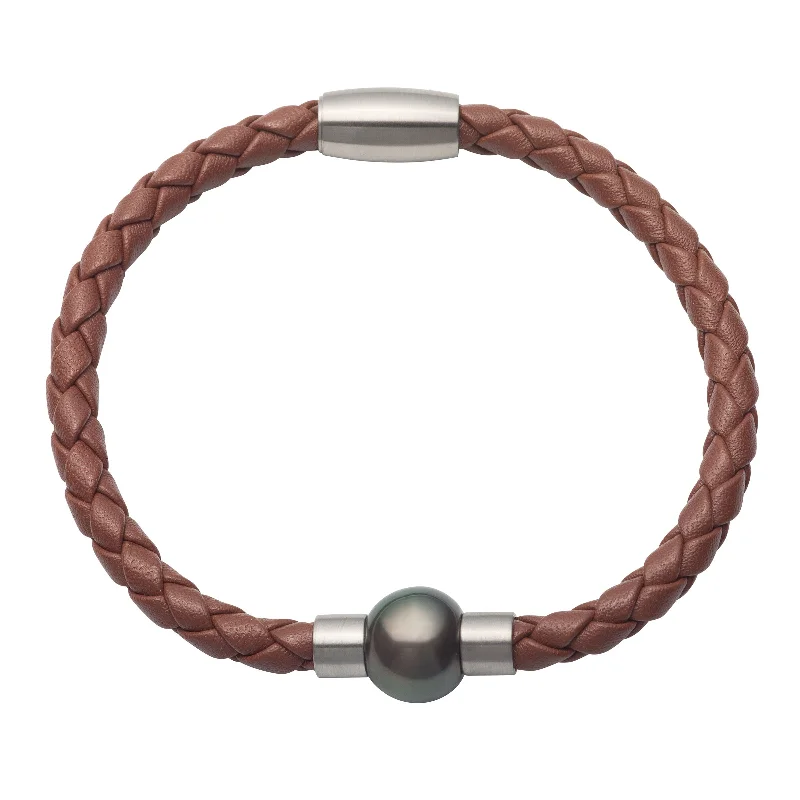 custom gold name necklace Tahitian Cultured Pearl and Brown Leather Bracelet, 8.25 Inches custom gold name necklace Tahitian Cultured Pearl and Brown Leather Bracelet, 8.25 Inches
