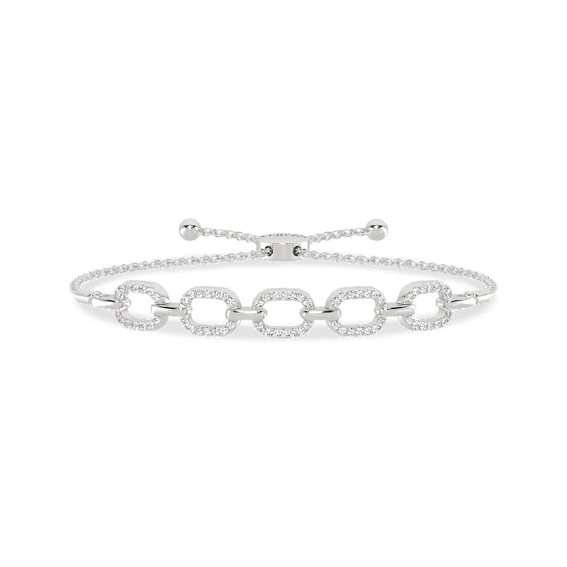 handcrafted raw crystal pendant Together Forever 5-Diamond Links Bolo Bracelet