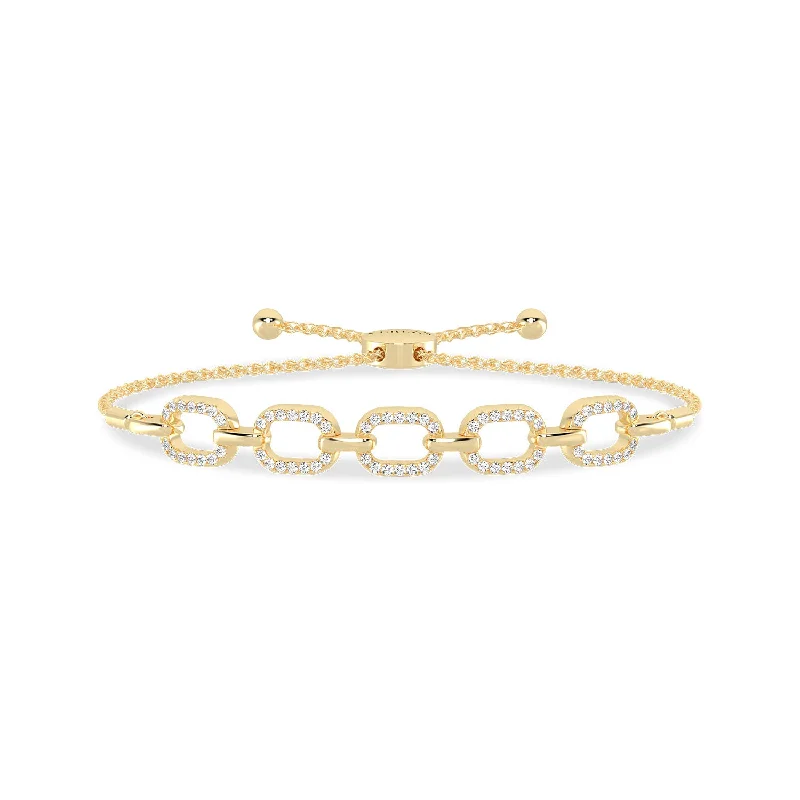 dainty chain bracelet layered Together Forever 5-Diamond Links Bolo Bracelet