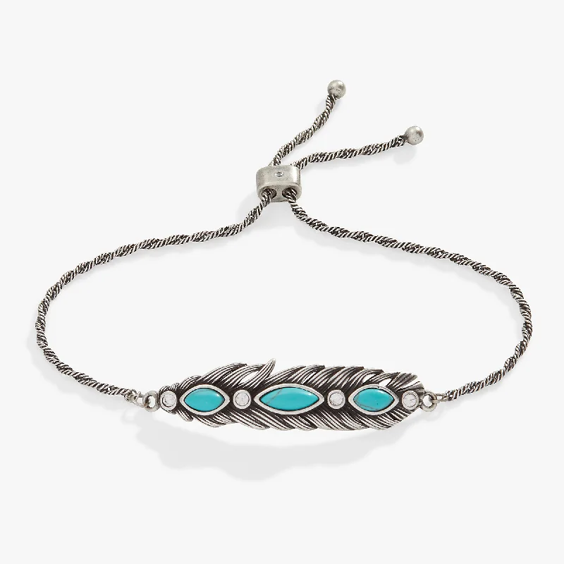 natural crystal pendant necklace Turquoise Feather Bolo Bracelet