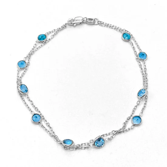 vintage-inspired pearl brooch Two Strand Blue Topaz Bracelet, 7 Inches, 14K White Gold vintage-inspired pearl brooch Two Strand Blue Topaz Bracelet, 7 Inches, 14K White Gold