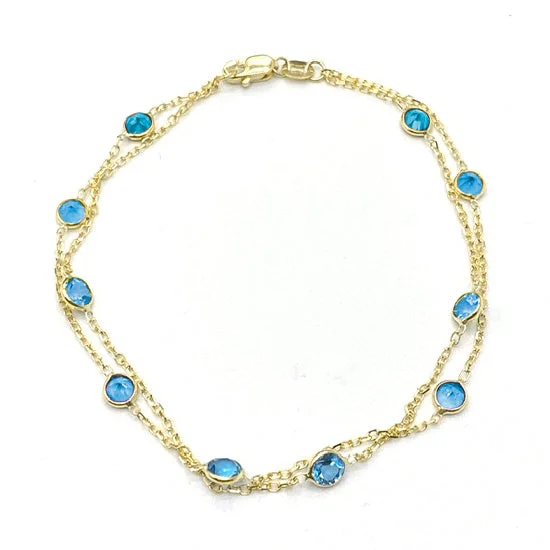 personalized ring with name Two Strand Blue Topaz Bracelet, 7 Inches, 14K Yellow Gold personalized ring with name Two Strand Blue Topaz Bracelet, 7 Inches, 14K Yellow Gold