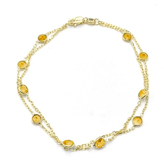 natural amethyst necklace Two Strand Citrine Bracelet, 7 Inches, 14K Yellow Gold