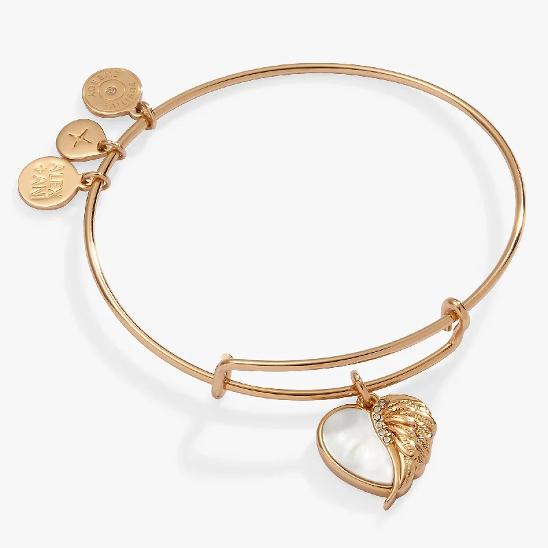 vintage-inspired gold locket Wings of Protection Charm Bangle