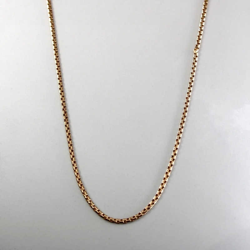 handcrafted beaded hoop earrings 10k Yellow Gold Box Chain | 23"|