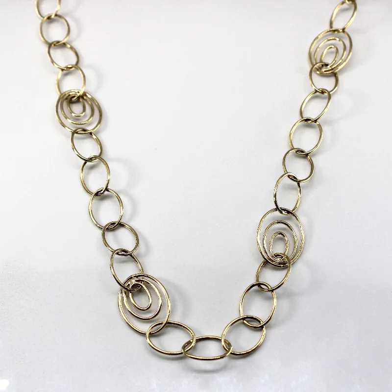 antique silver charm bracelet 10k Yellow Gold Rolo Link Long Chain | 46"|