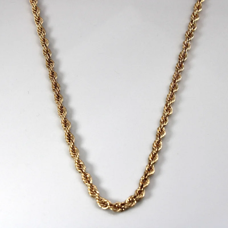 handcrafted gemstone toe ring 10k Yellow Gold Rope Chain | 18"|