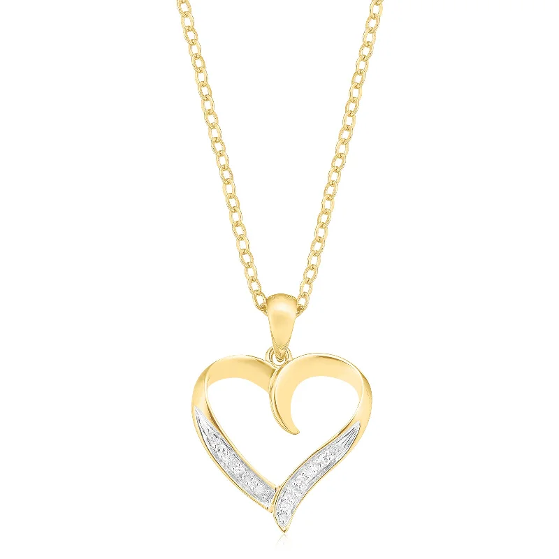rose gold cubic zirconia earrings 9ct Yellow Gold & Diamond Set Heart Pendant