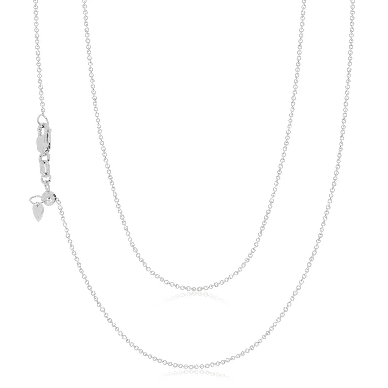 elegant pearl necklace with diamonds 9ct White Gold 55-60cm Adjustable Cable Chain