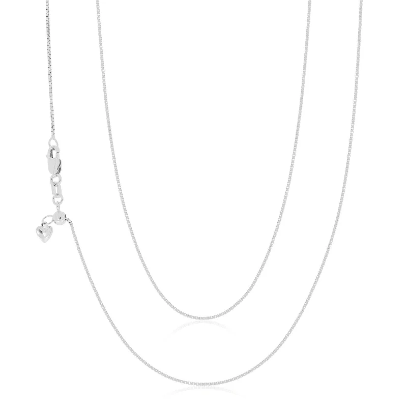 minimal gold ring stack 9ct White Gold 45-50cm Adjustable Box Chain
