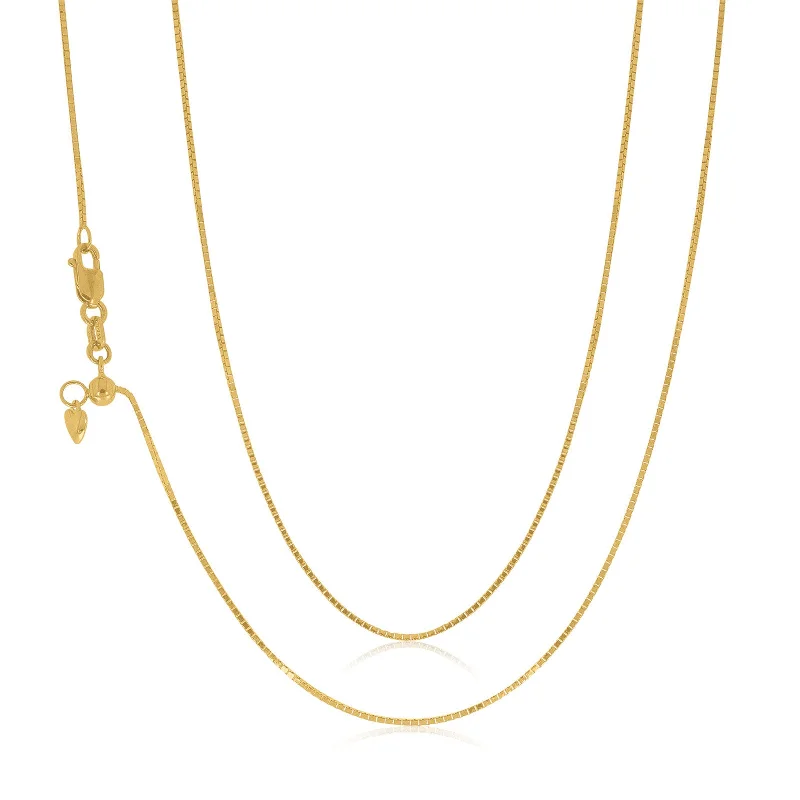 sterling silver herringbone chain 9ct Yellow Gold 45-50cm Adjustable Box Chain