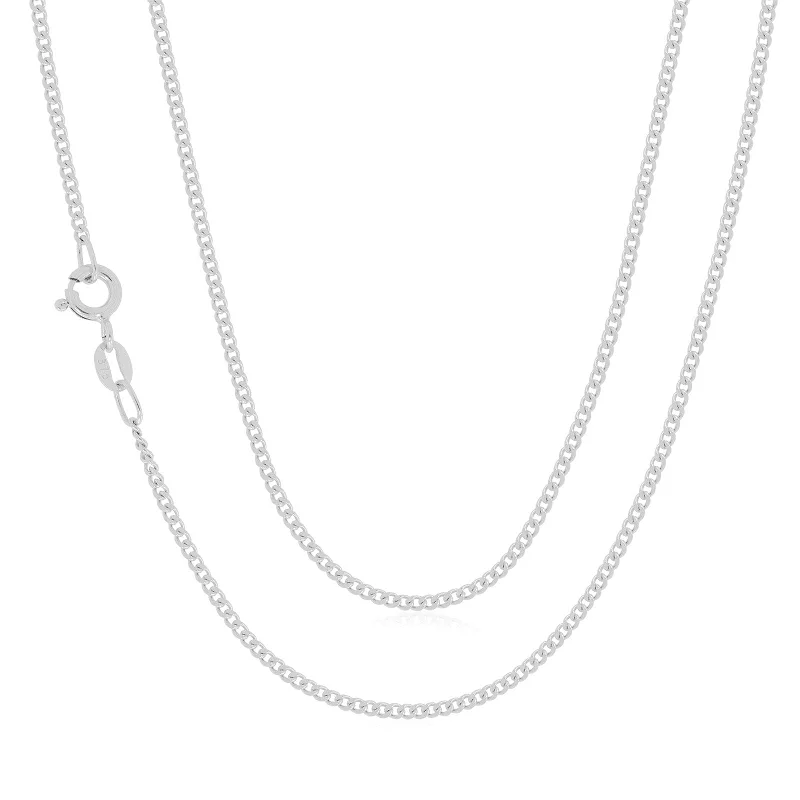 minimalist cubic zirconia earrings 9ct White Gold 50cm Diamond Cut Curb Chain