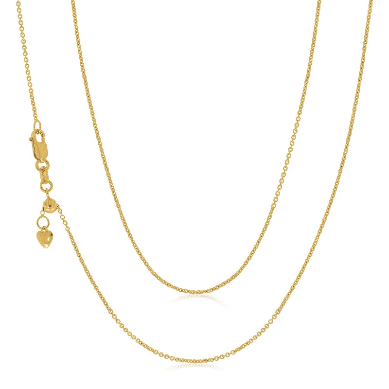 handmade leather pendant necklace 9ct Yellow Gold 45-50cm Adjustable Cable Chain