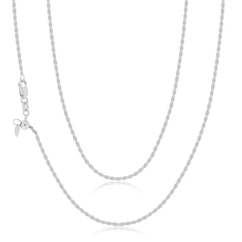 birthstone stacking rings set 9ct White Gold 45- 50cm Adjustable Rope Chain