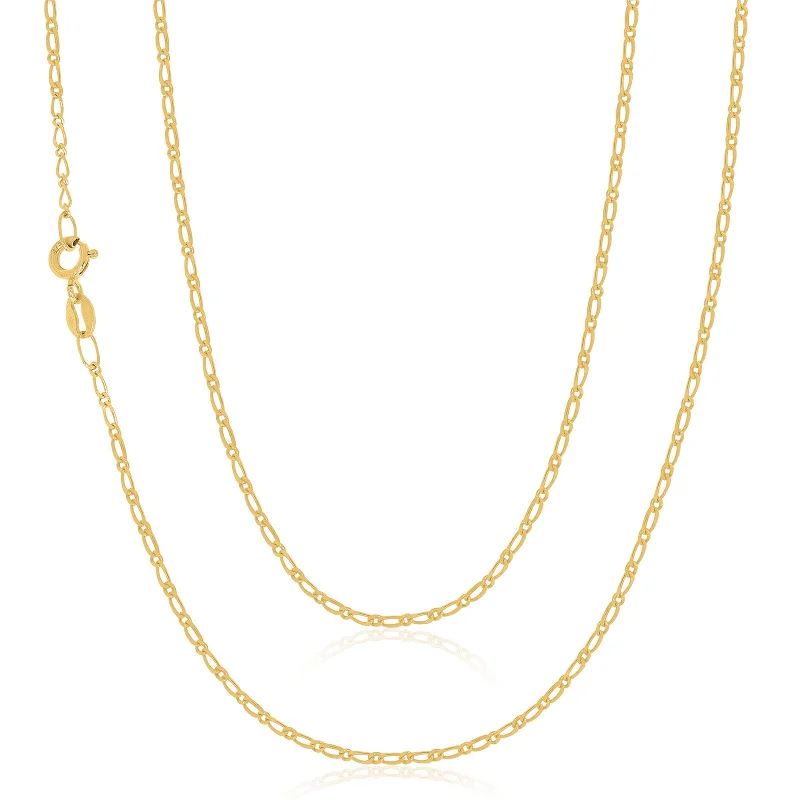 vintage-style garnet ring 9ct Yellow Gold 45cm Diamond Cut Figaro Chain