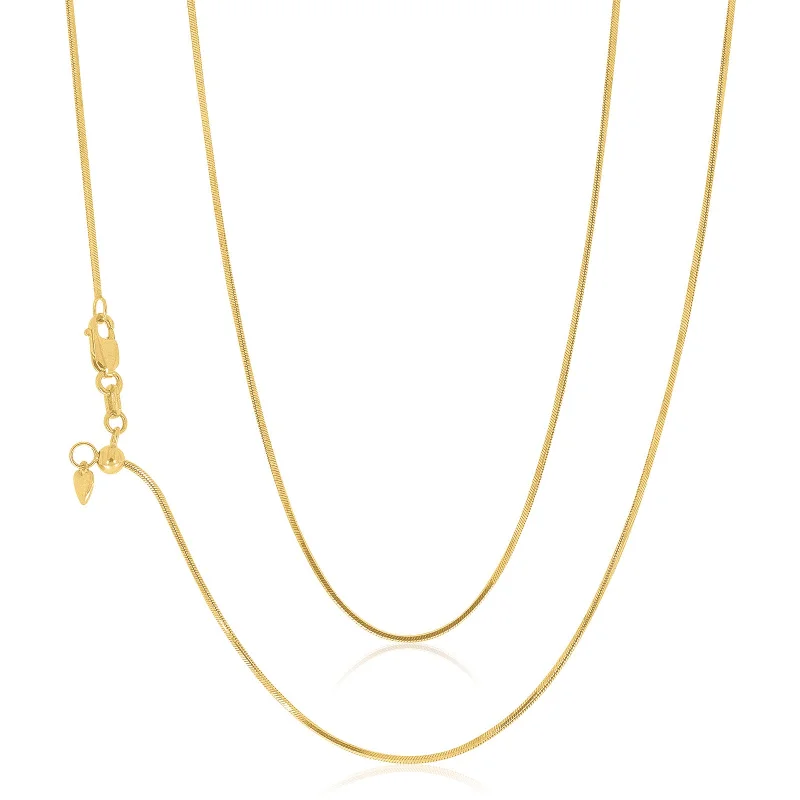 dainty silver hamsa bracelet 9ct Yellow Gold 45-50cm Adjustable Snake Chain