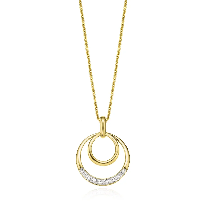 minimalist threader earrings gold 9ct Two Tone Gold Round Brilliant Cut with 0.05 Carat tw of Diamond Pendant