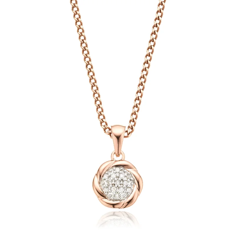 unique wooden bead necklace 9ct Rose Gold & Diamond Set Pendant