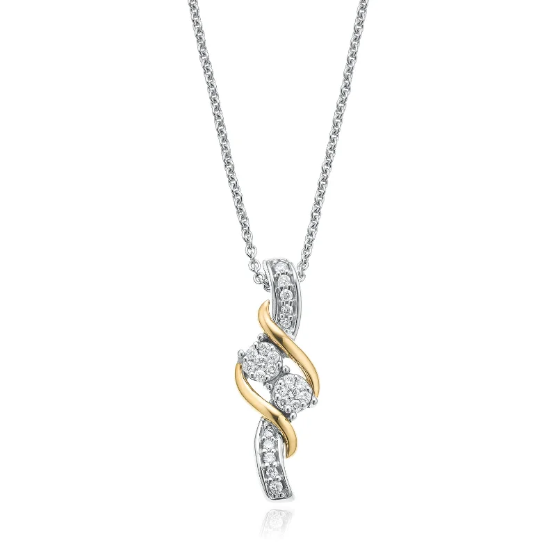 classic gold cuff bracelet Tango Sterling Silver & 9ct Yellow Gold Round Brilliant Cut with 0.12 CARAT tw of  Diamond Pendant