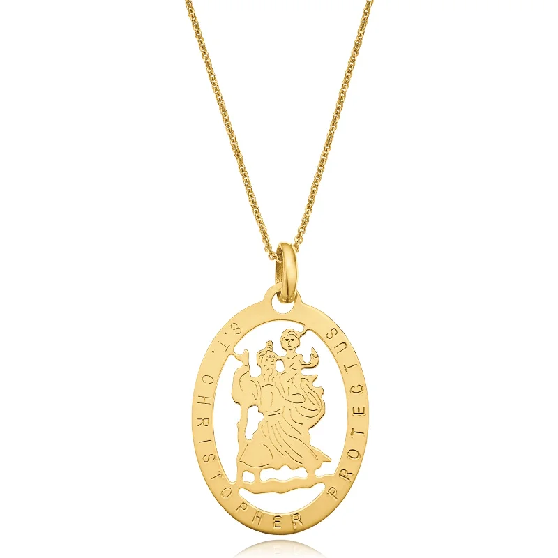minimalist infinity ring 9ct Yellow Gold Silver Filled Saint Christopher Pendant