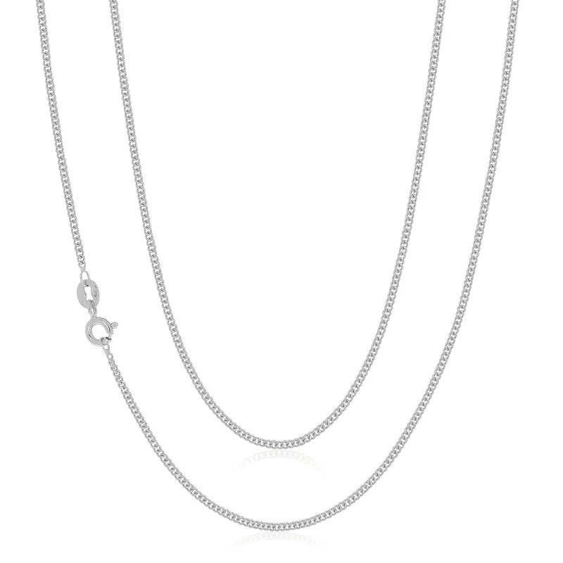 sterling silver infinity loop ring 14ct White Gold 45cm Curb Chain