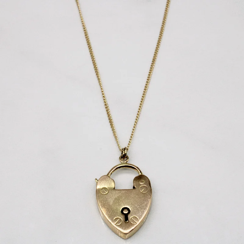 vintage pearl engagement ring 14k & 15k Yellow Gold Heart Lock Pendant & Necklace | 18" |