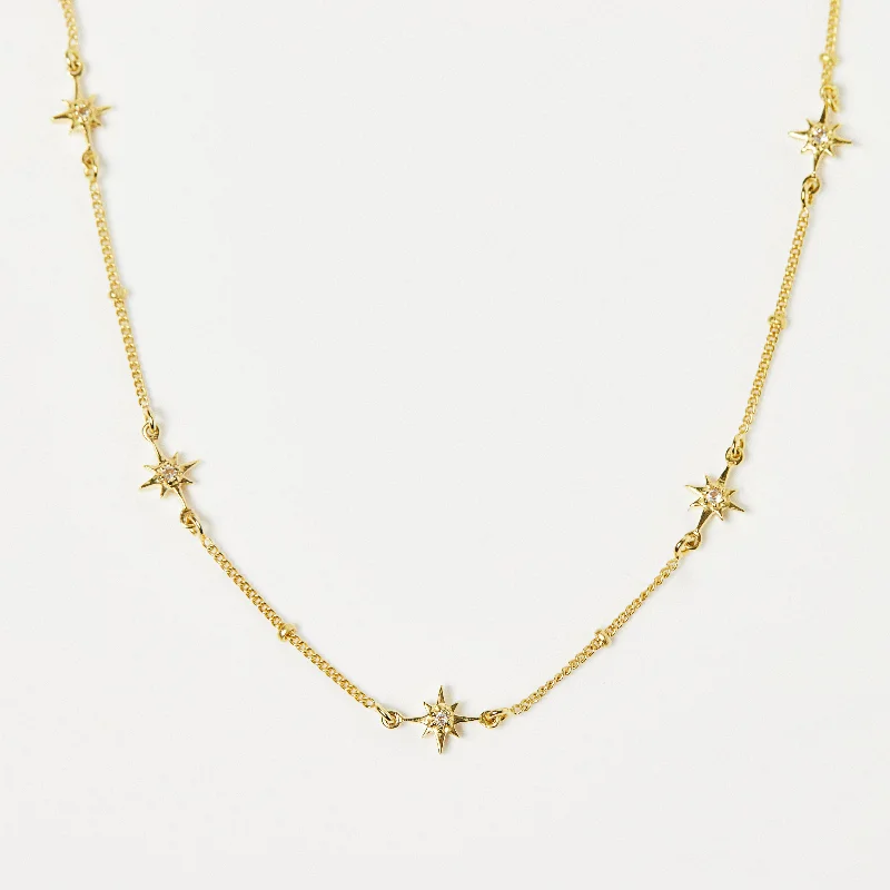 tiny gold huggie hoops Dainty White Topaz Star Chain