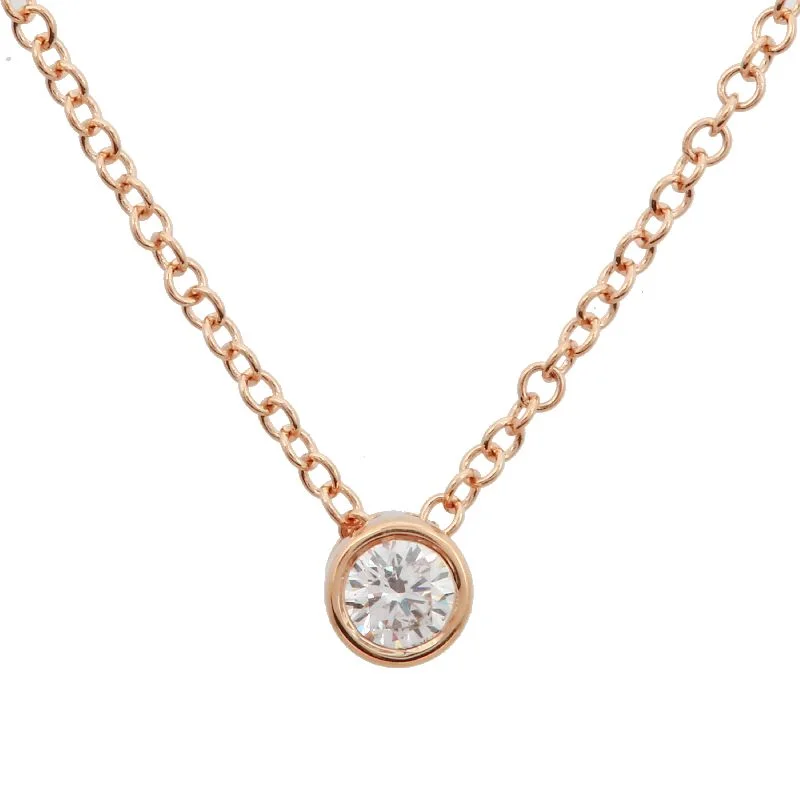 14K Rose Gold Bezeled Diamond Necklace