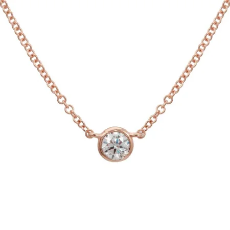 14k Rose Gold bezeled Diamond Necklace