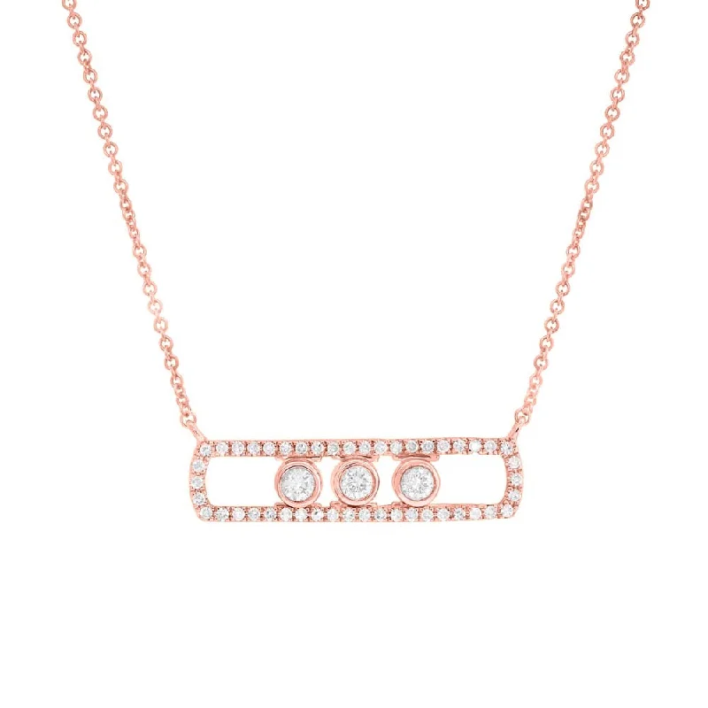 14K Rose Gold Diamond Slider Bar Necklace