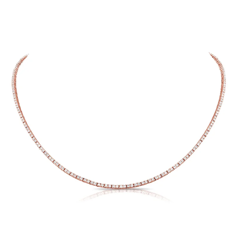 14K Rose Gold Diamond Tennis Necklace