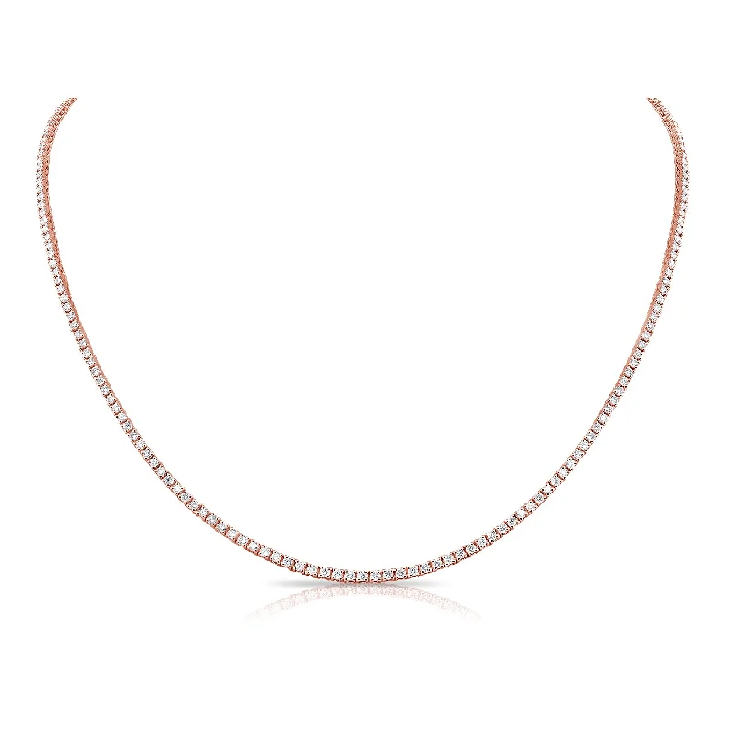 14K Rose Gold Diamond Tennis Necklace