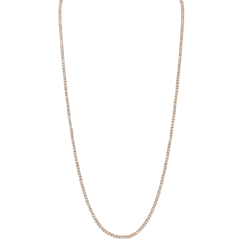 14K Rose Gold Diamond Tennis Necklace