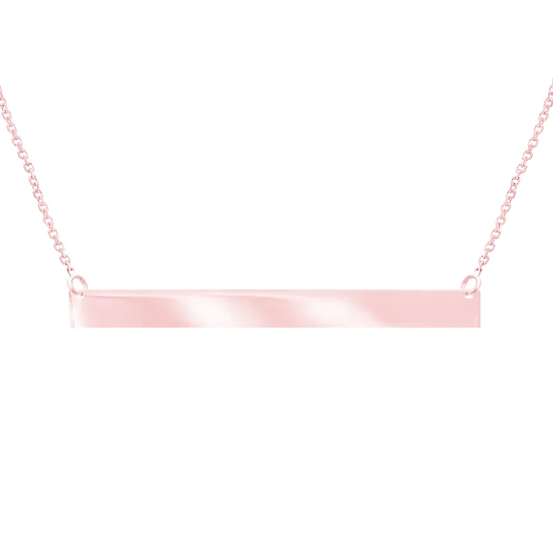 14k Rose Thin Polished Bar Necklace