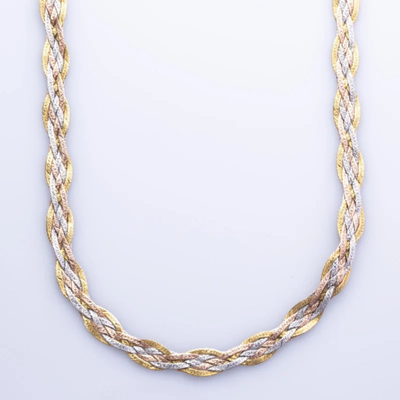 real smoky quartz pendant 14k Tri-color Yellow White and Rose Gold Chain | 17" |