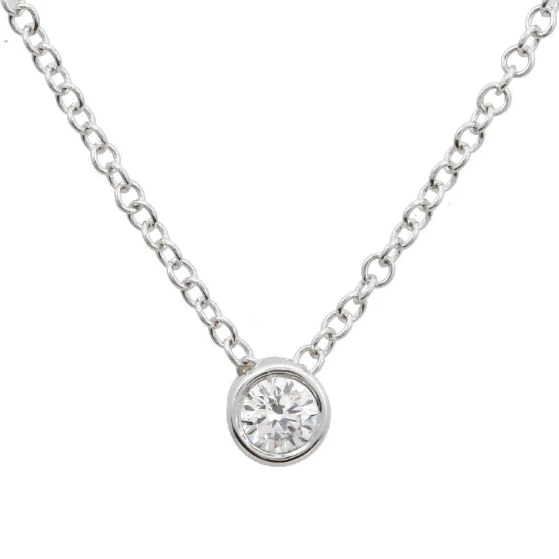 14K White Gold Bezeled Diamond Necklace