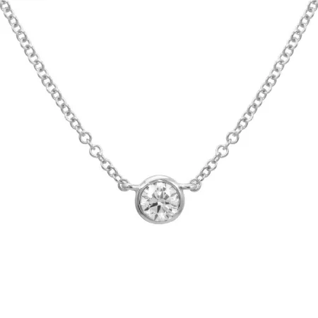 14k White Gold Bezeled Diamond Necklace