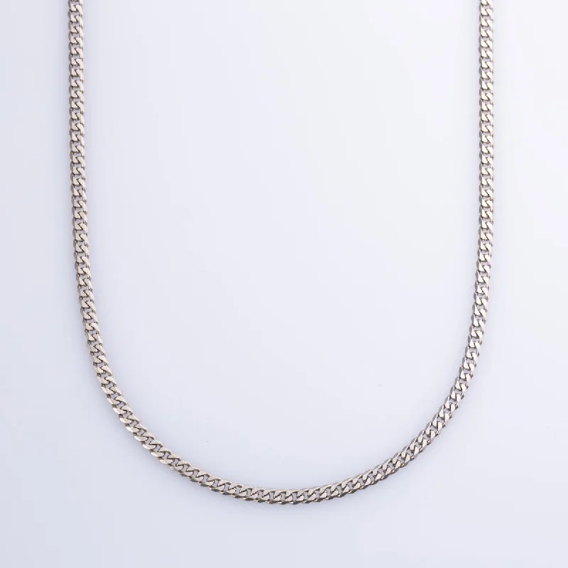 personalized zodiac birthstone necklace 14k White Gold Curb Chain | 24" |