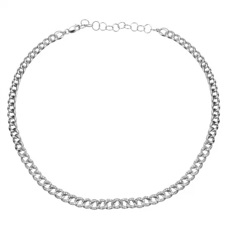 14K White Gold Diamond Cuban Link Choker