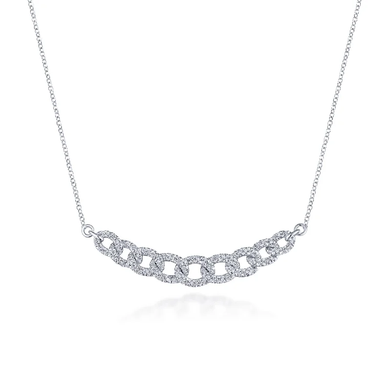 14K White Gold Diamond Link Necklace