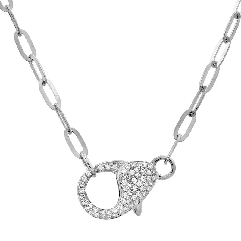 14K White Gold Diamond Lobster Clasp Chain