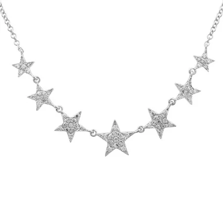 14K White Gold Diamond Pave Star Necklace